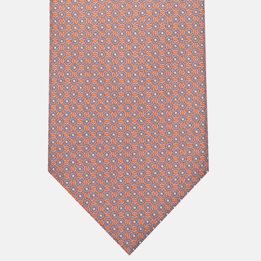 Orange Geometric Pattern 3-Fold Silk Tie - MO9373