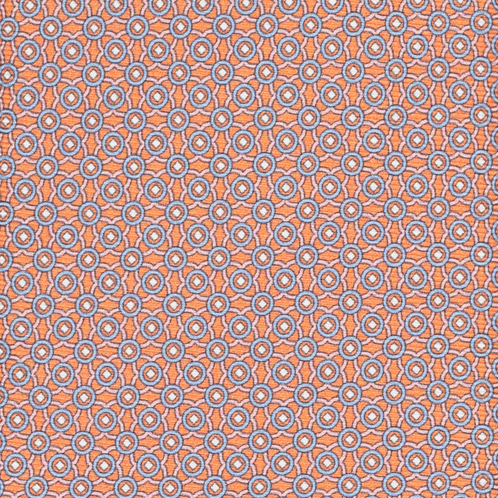 Orange Geometric Pattern 3-Fold Silk Tie - MO9373