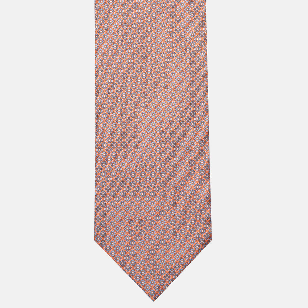 Orange Geometric Pattern 3-Fold Silk Tie - MO9373