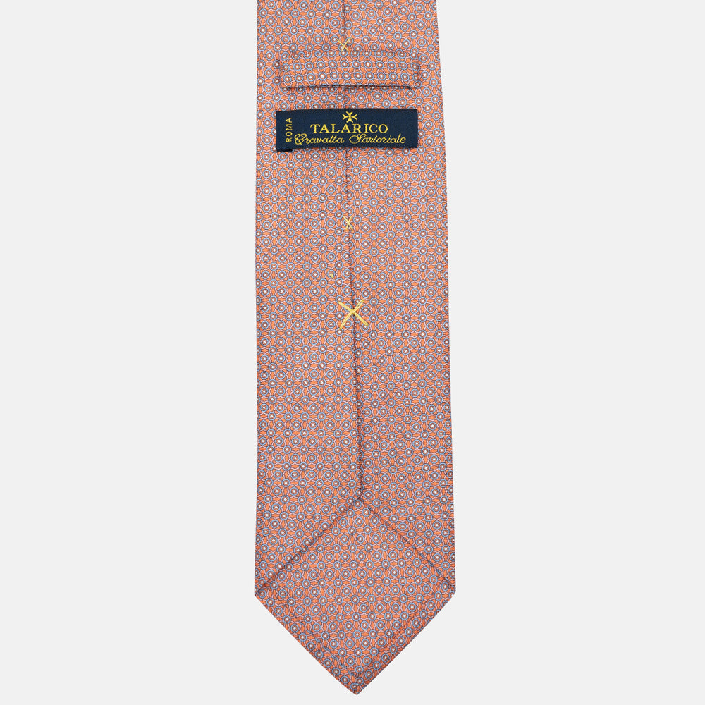 Orange Geometric Pattern 3-Fold Silk Tie - MO9373