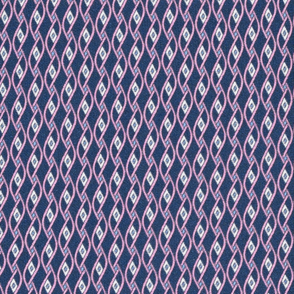 3-Fold Silk Tie with Geometric Pattern in Blue and Pink - DSC_3922