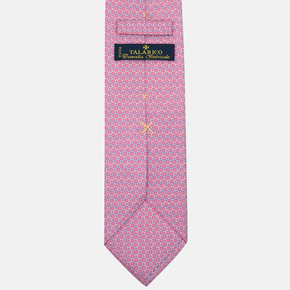 Pink Geometric Pattern 3-Fold Silk Tie -MO9983