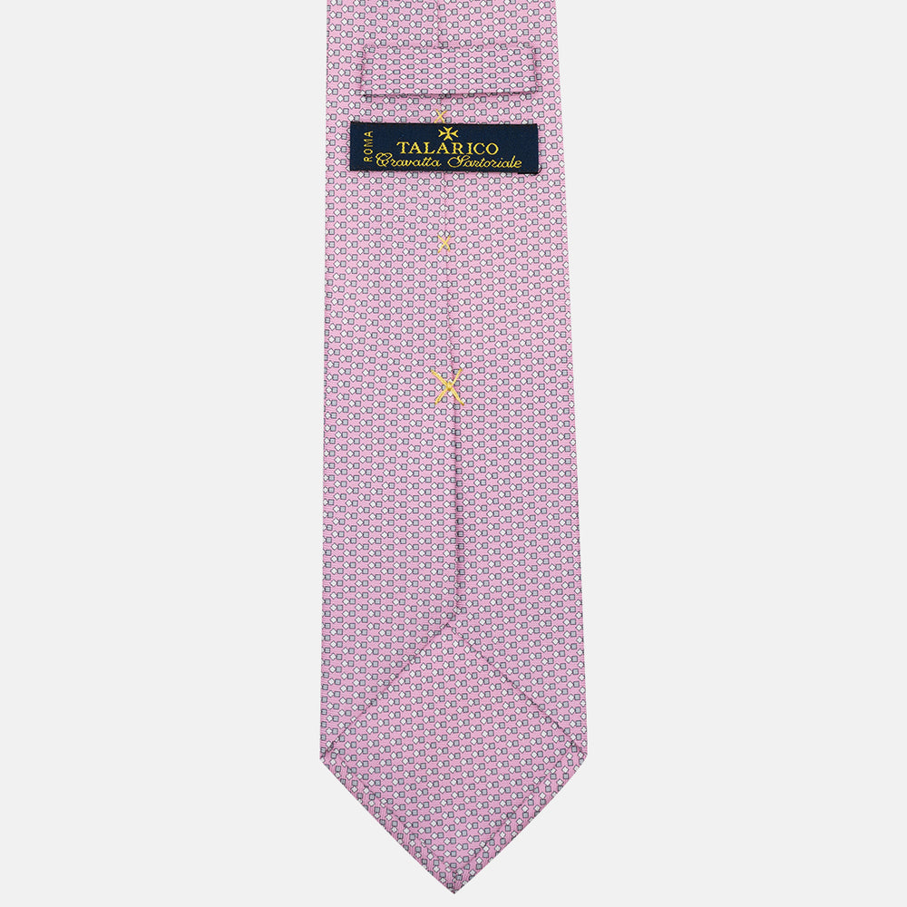 Cravatta 3 pieghe in Seta Fantasia Geometrica Rosa - M49800
