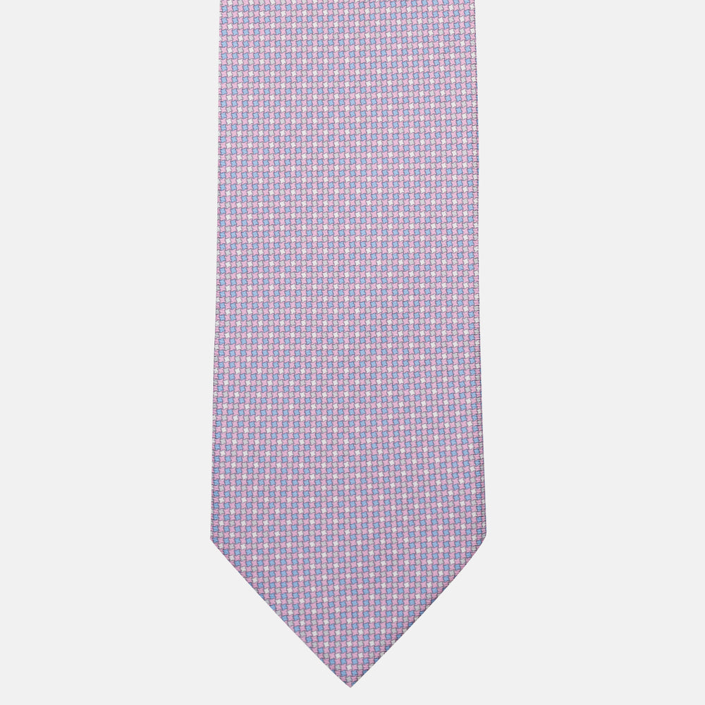 Cravatta 3 pieghe in Seta Fantasia Geometrica Rosa - MOA409