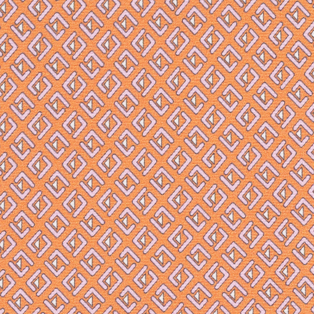 Cravatta 3 pieghe in Seta Fantasia Geometrica Arancione - M50029