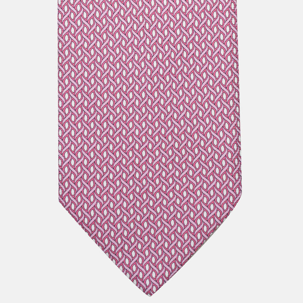 Cravatta 3 pieghe in Seta Fantasia Geometrica Rosa - M50024