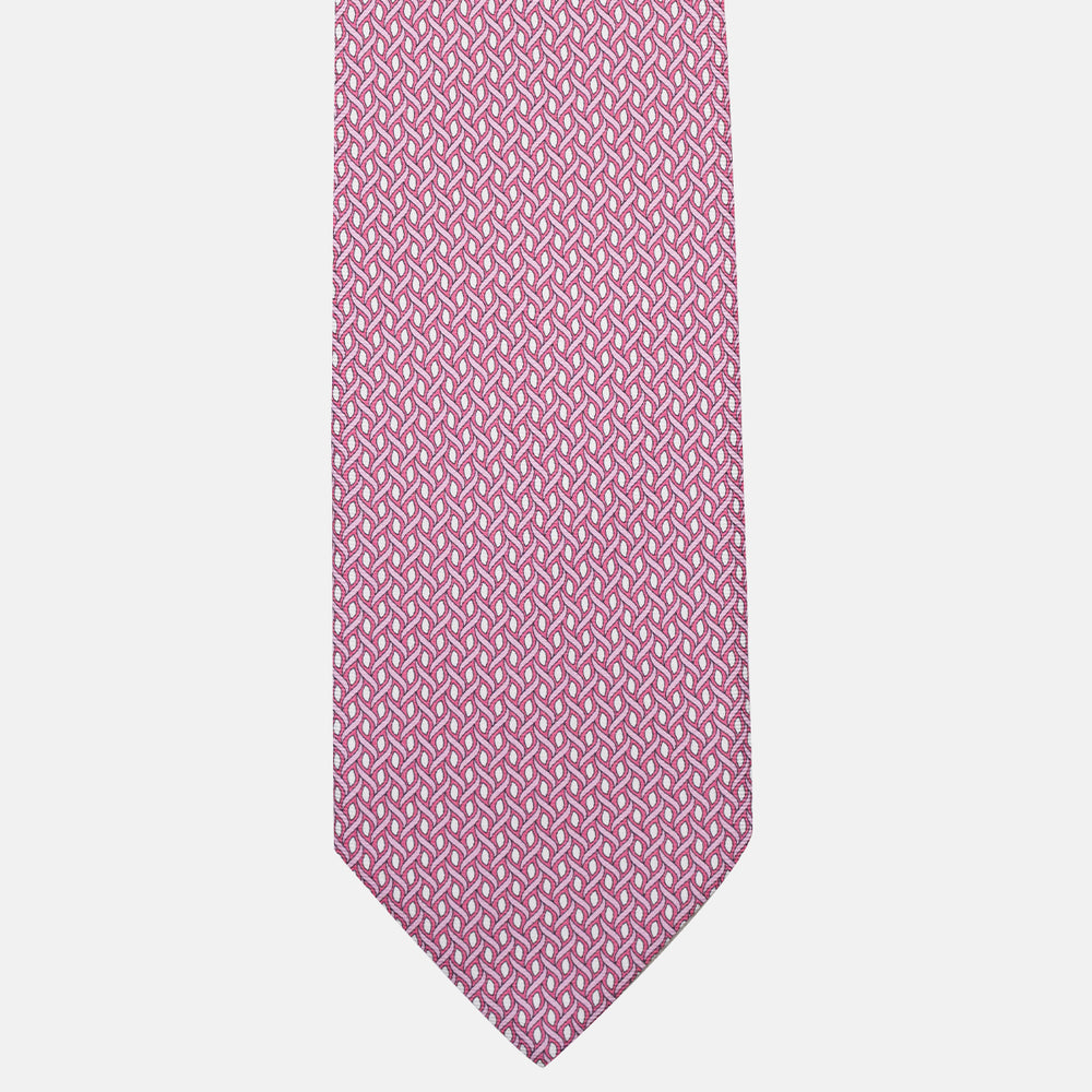 Cravatta 3 pieghe in Seta Fantasia Geometrica Rosa - M50024