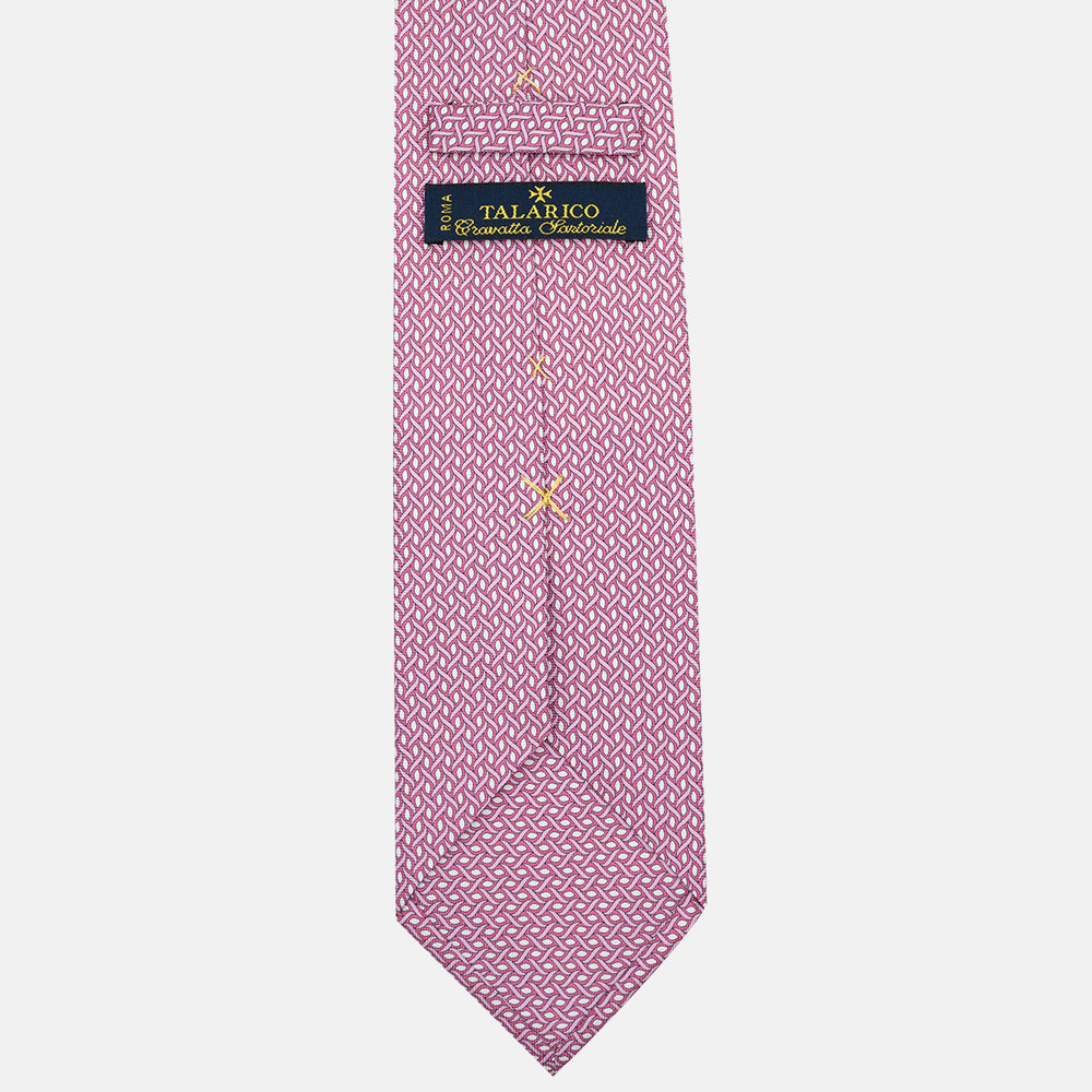 Cravatta 3 pieghe in Seta Fantasia Geometrica Rosa - M50024