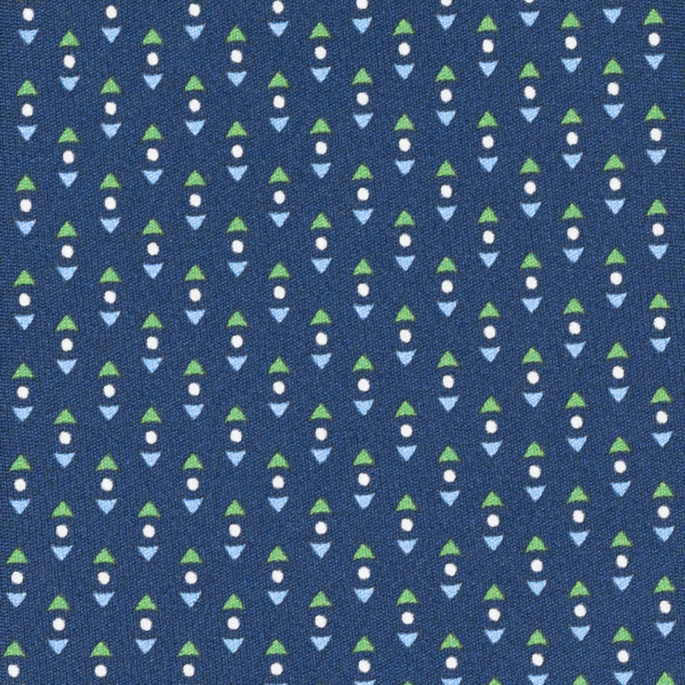 Cravatta 3 pieghe in Seta Fantasia Geometrica Blu Verde - DSC_3954