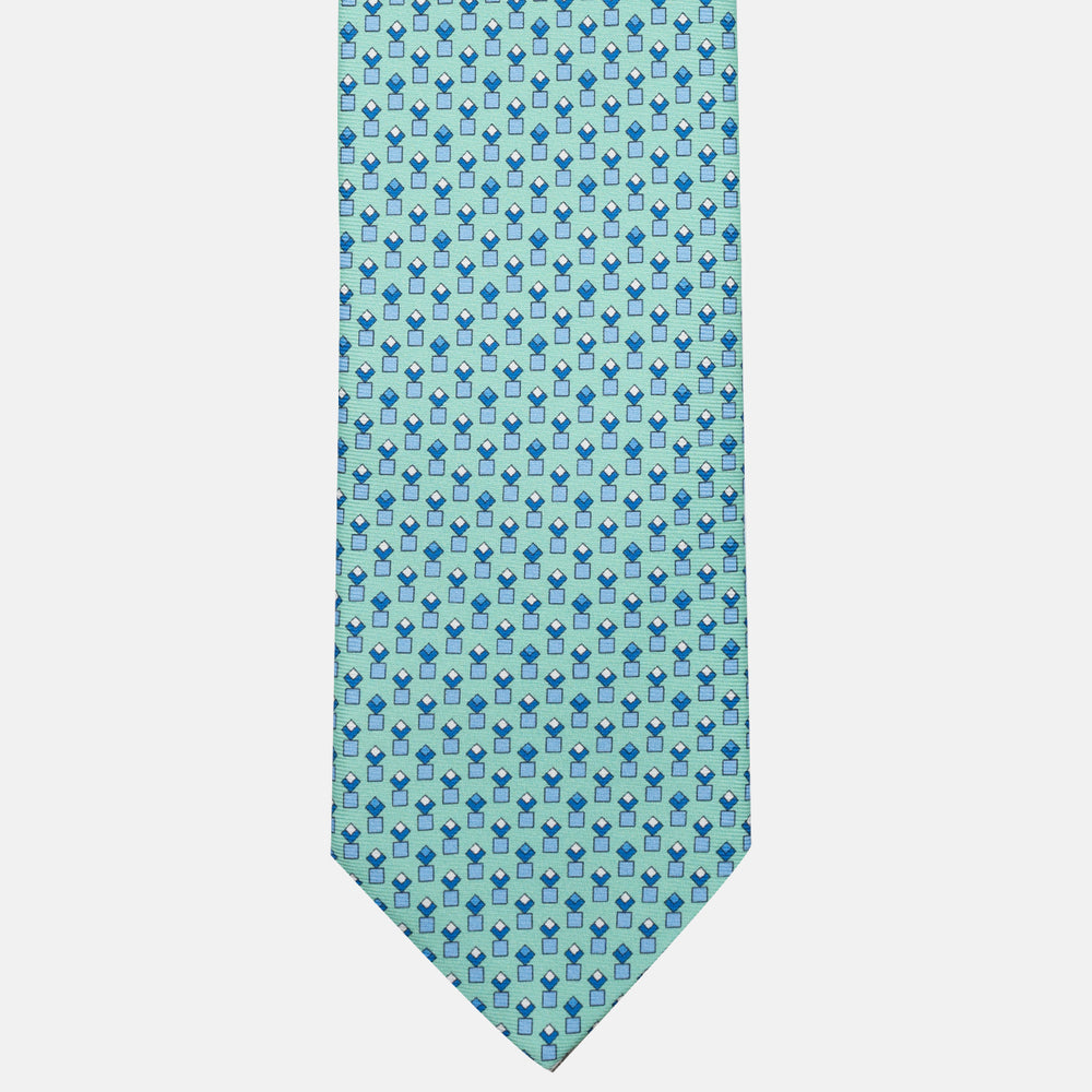 Cravatta 3 pieghe in Seta Fantasia Geomertrica Tiffany - M34186