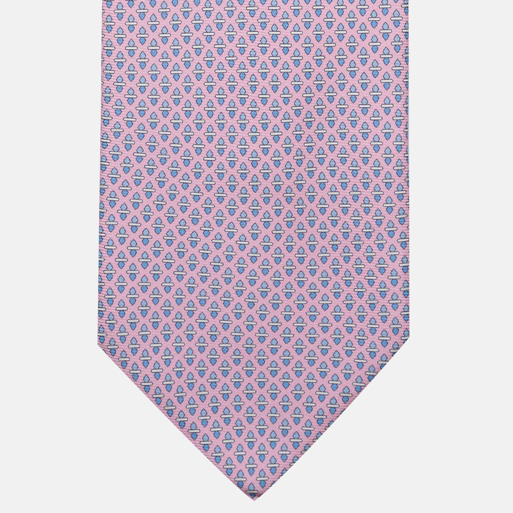 Cravatta 3 pieghe in Seta Fantasia Geometrica Rosa - M48651