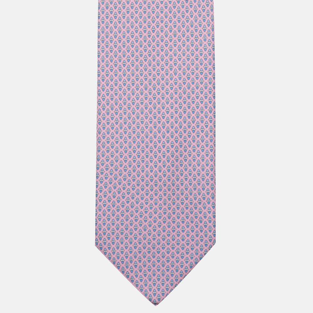 Cravatta 3 pieghe in Seta Fantasia Geometrica Rosa - M48651