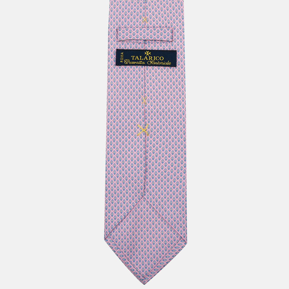 Cravatta 3 pieghe in Seta Fantasia Geometrica Rosa - M48651