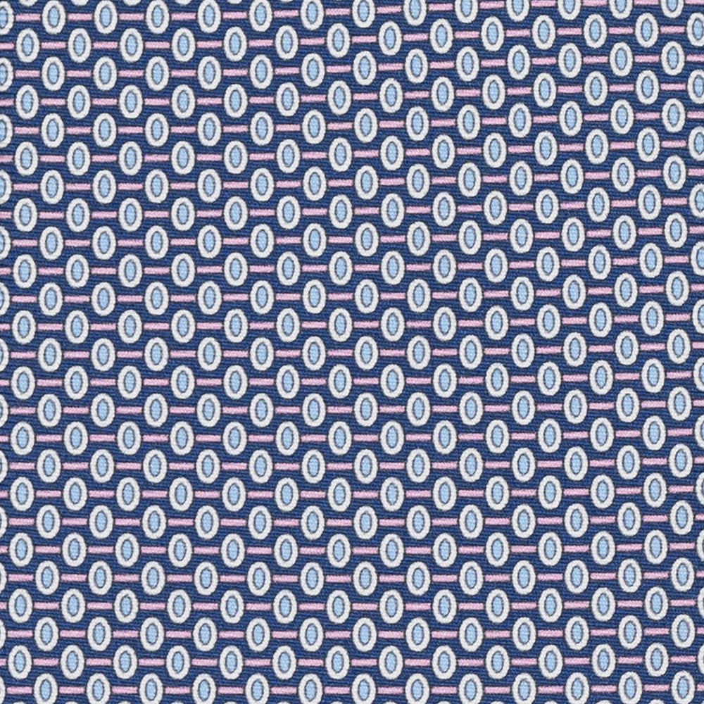 Cravatta 3 pieghe in Seta Fantasia Geometrica Blu Rosa - M50023