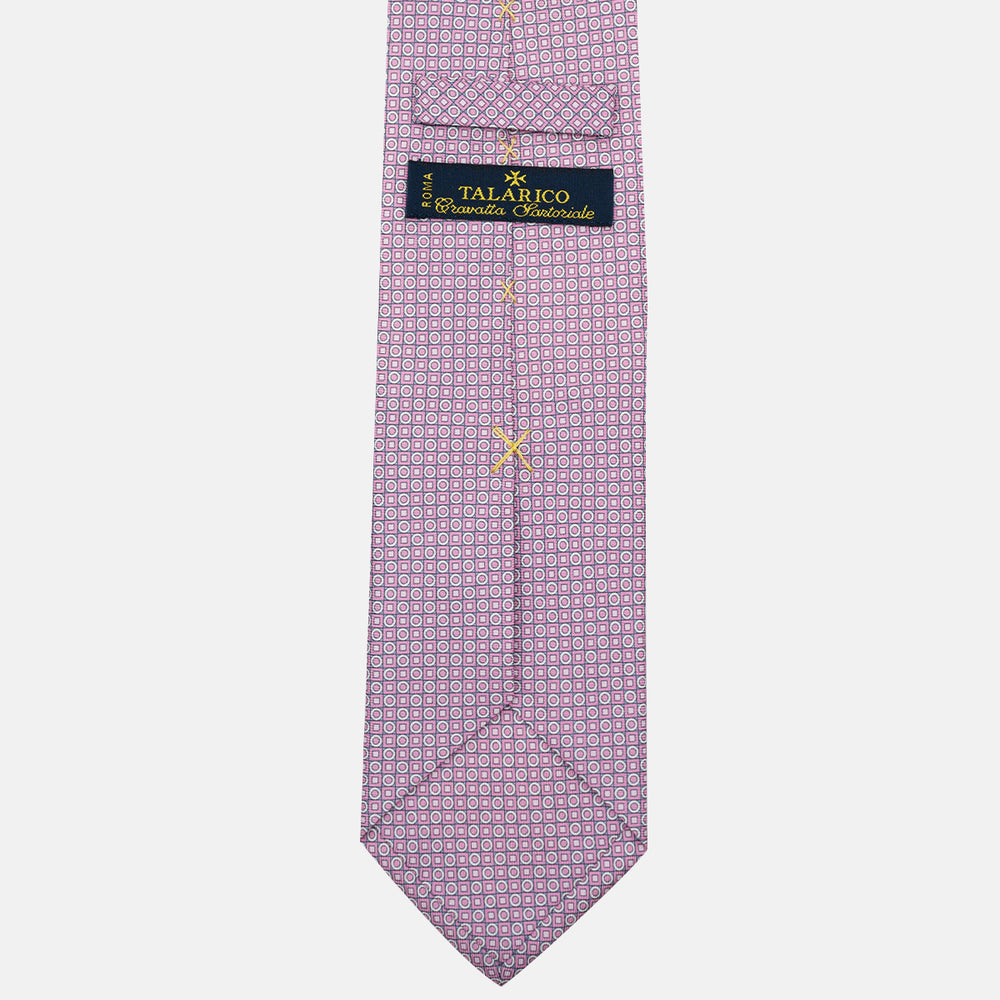 Cravatta 3 pieghe in Seta Fantasia Geometrica Rosa Chiaro - M49115