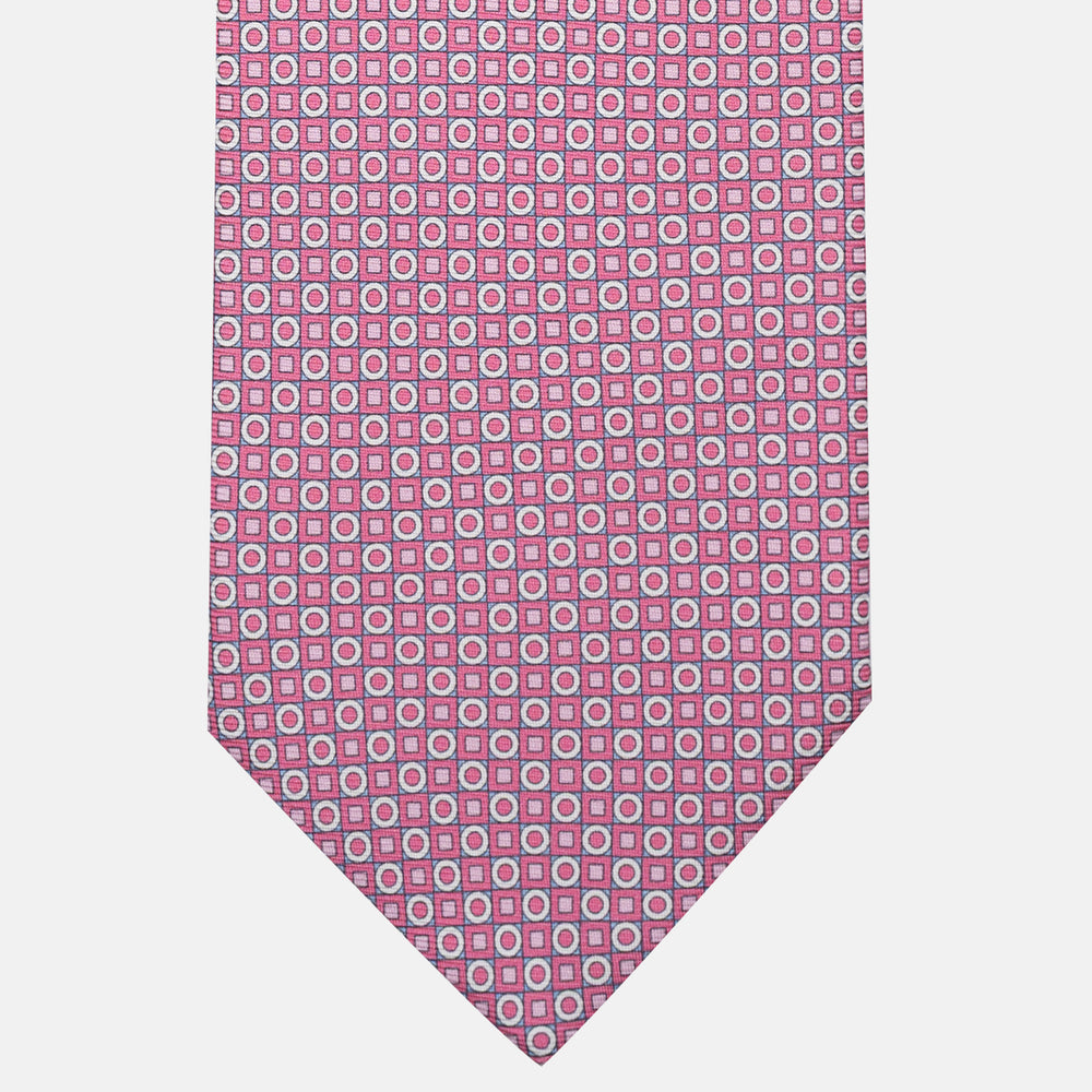 Cravatta 3 pieghe in Seta Fantasia Geometrica Rosa Scuro - M49115