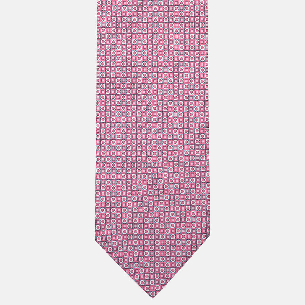Cravatta 3 pieghe in Seta Fantasia Geometrica Rosa Scuro - M49115