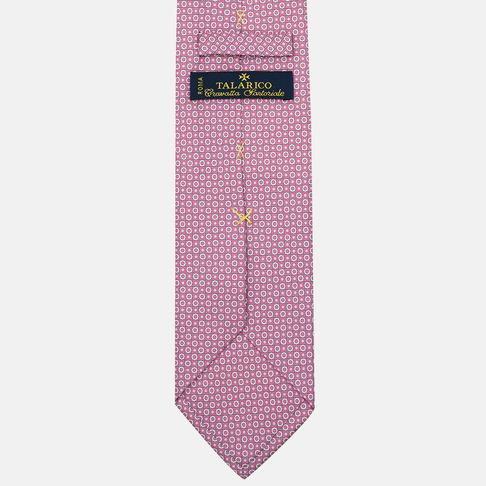Cravatta 3 pieghe in Seta Fantasia Geometrica Rosa Scuro - M49115