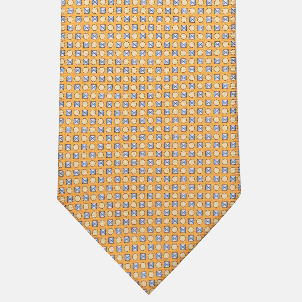 Cravatta 3 pieghe in Seta Fantasia Geometrica Giallo - M50003