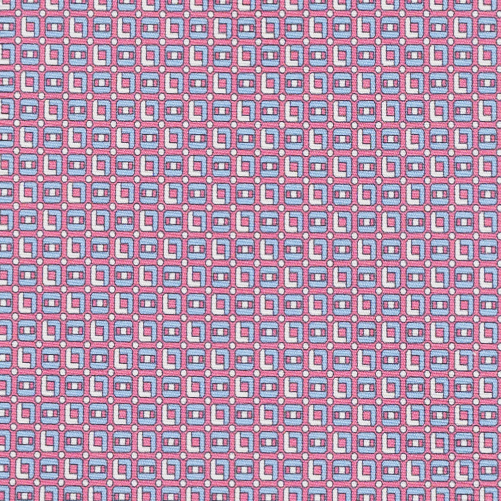 Cravatta 3 pieghe in Seta Fantasia Geometrica Rosa - M49796