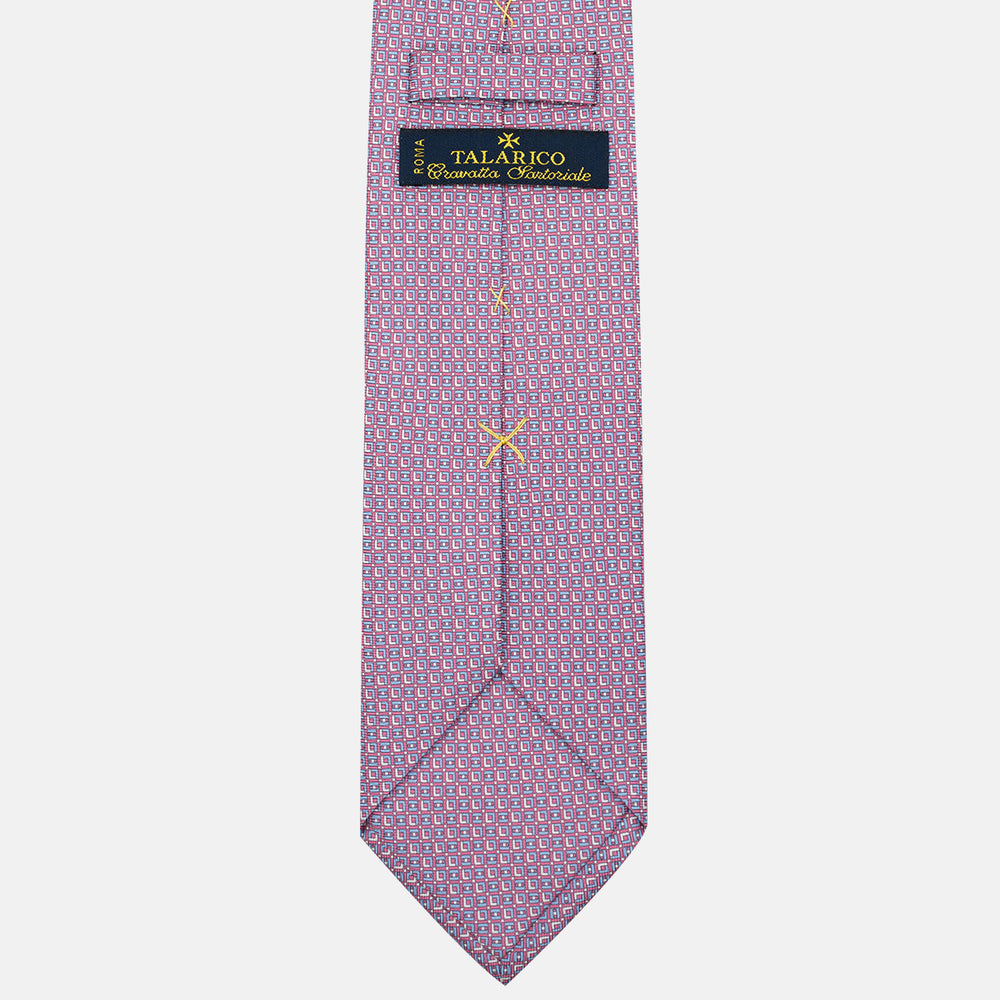 Cravatta 3 pieghe in Seta Fantasia Geometrica Rosa - M49796