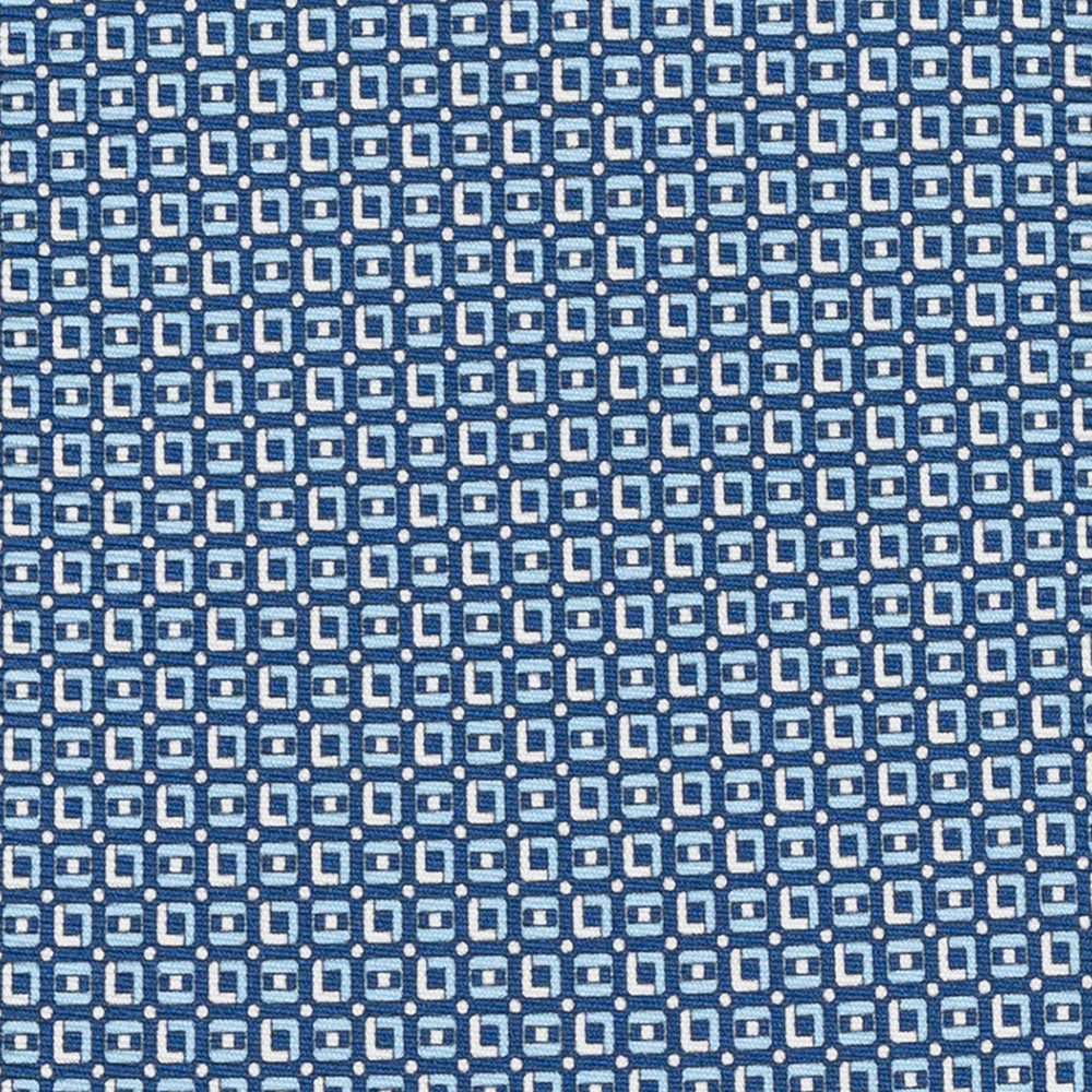 Cravatta 3 pieghe in Seta Fantasia Geometrica Blu Celeste - M49796