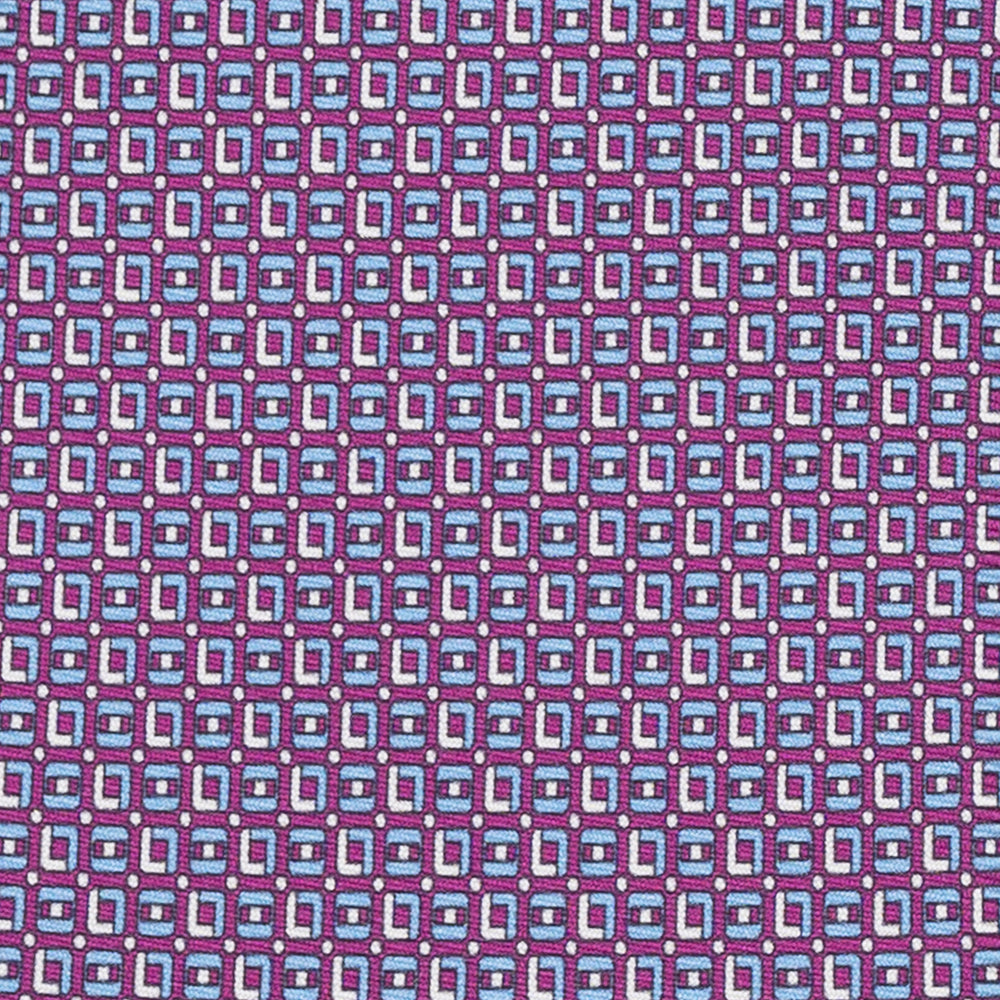 Cravatta 3 pieghe in Seta Fantasia Geometrica Magenta - M49796
