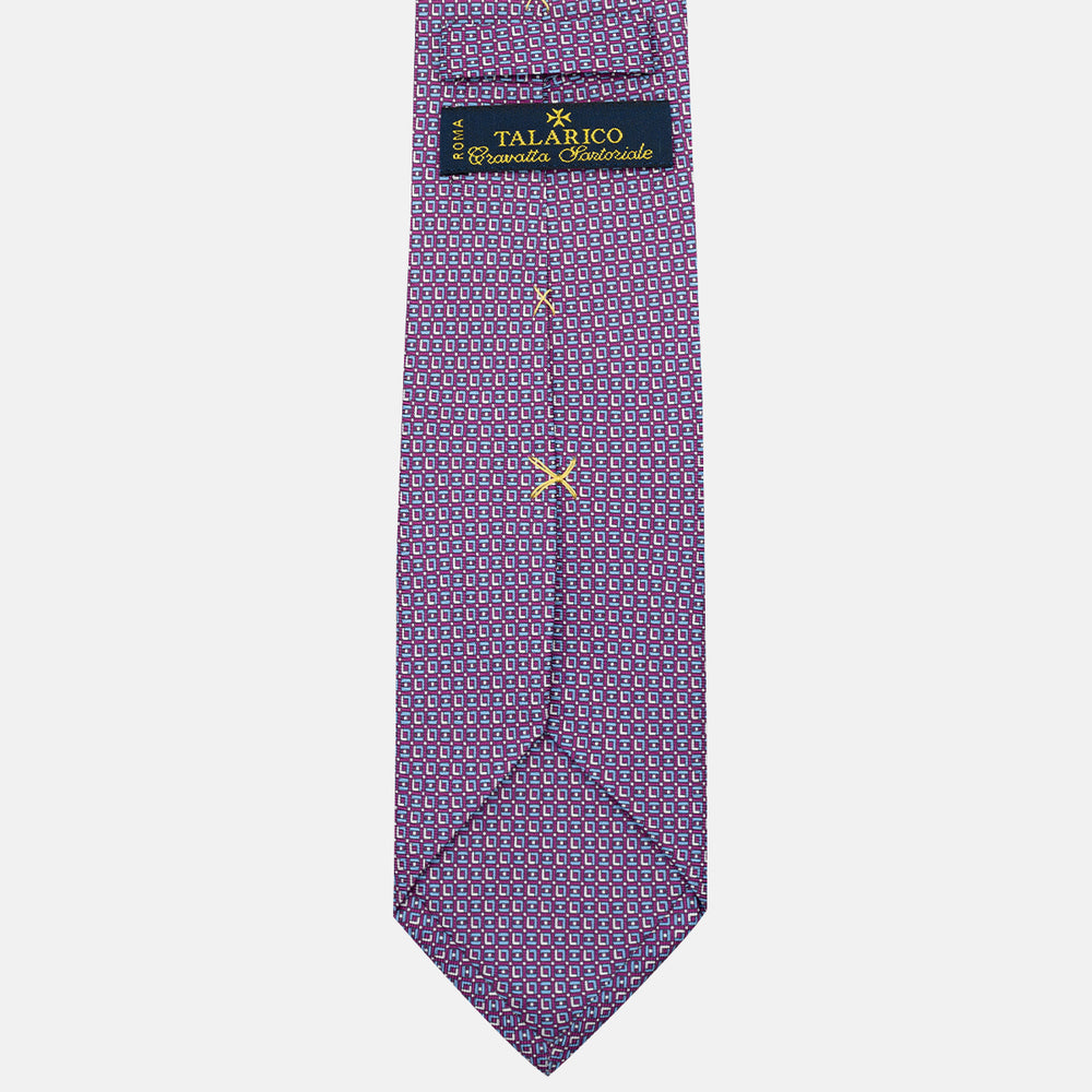 Cravatta 3 pieghe in Seta Fantasia Geometrica Magenta - M49796