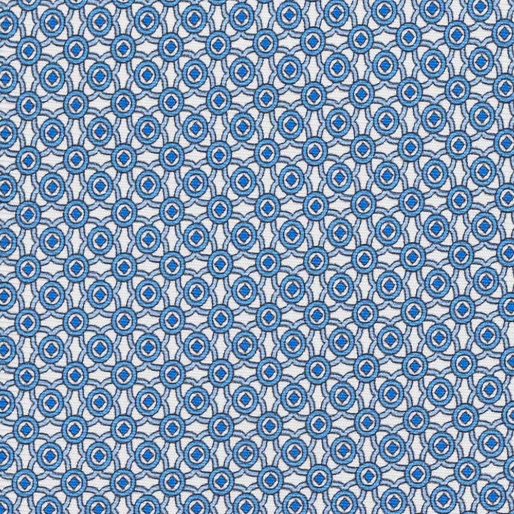 3-fold Silk Tie with Geometric Pattern in White - MO9373