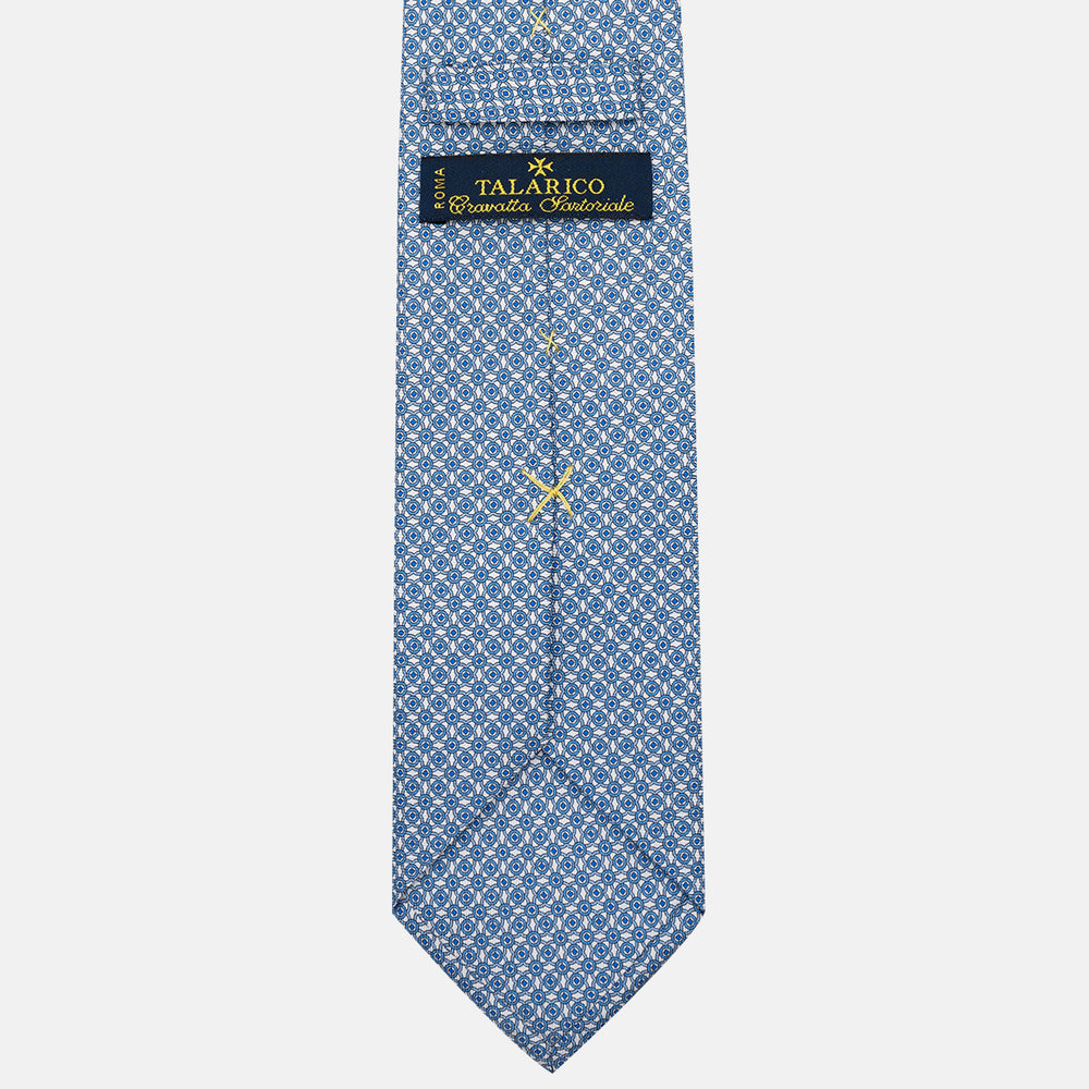 3-fold Silk Tie with Geometric Pattern in White - MO9373