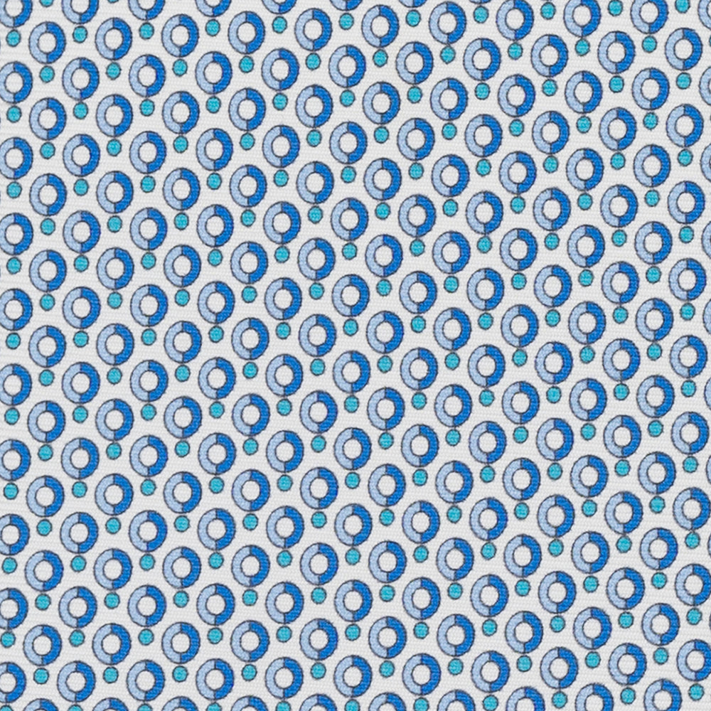 Cravatta 3 pieghe in Seta Fantasia Pois Bianco Piscina - M50026