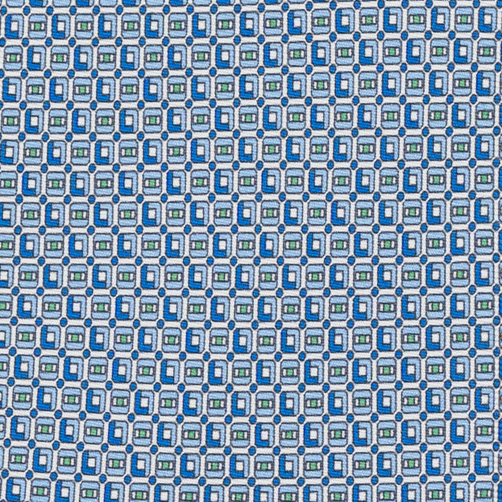 Cravatta 3 pieghe in Seta Fantasia Geometrica Bianco Verde - M49796