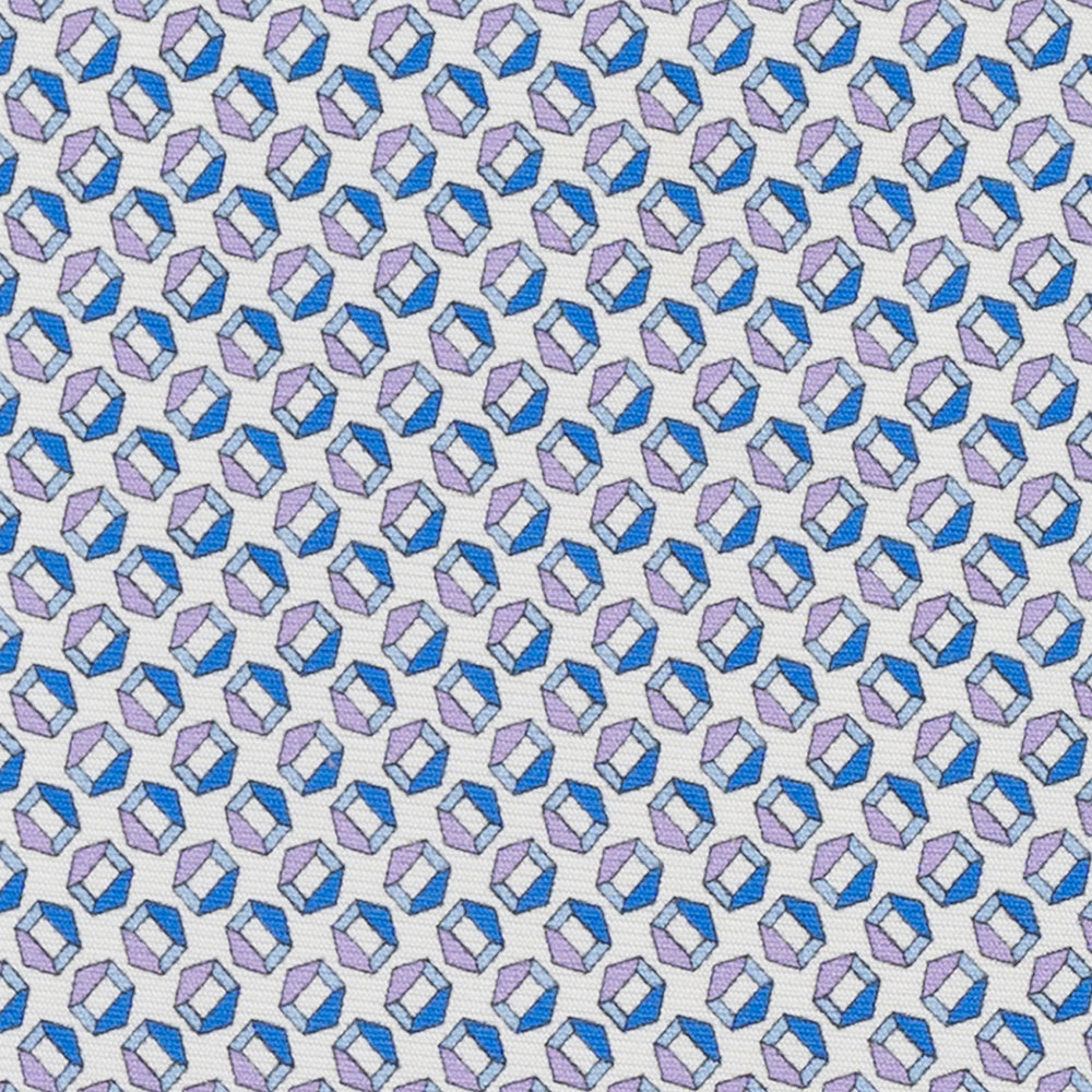 Cravatta 3 pieghe in Seta Fantasia Geometrica Bianco Azzurro - MO9983