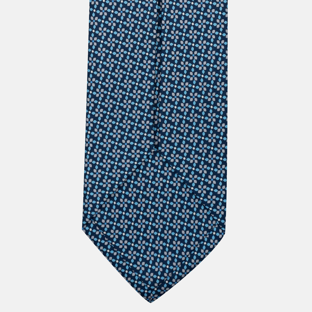 Cravatta 5 pieghe in seta Fantasia Floreale Blu Grigio - DSC_4165