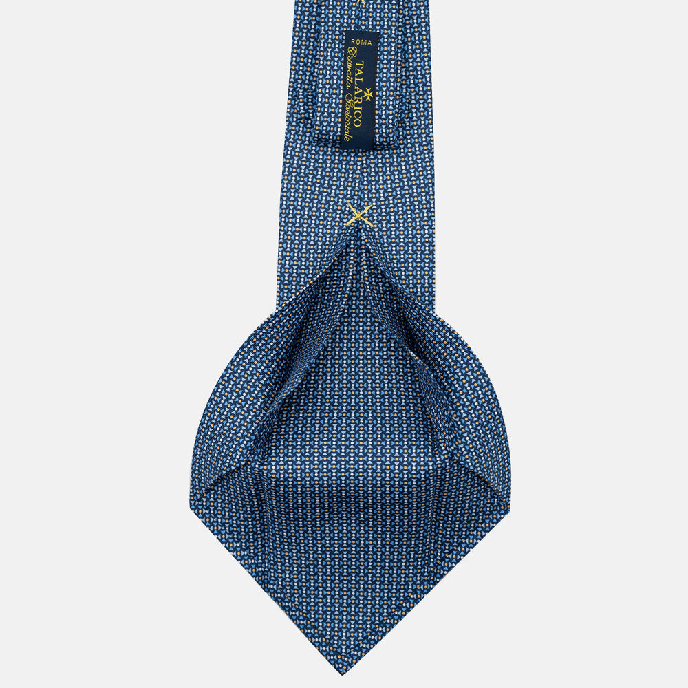 Cravatta 5 pieghe in seta Fantasia Geometrica Blu Giallo - DSC_4168