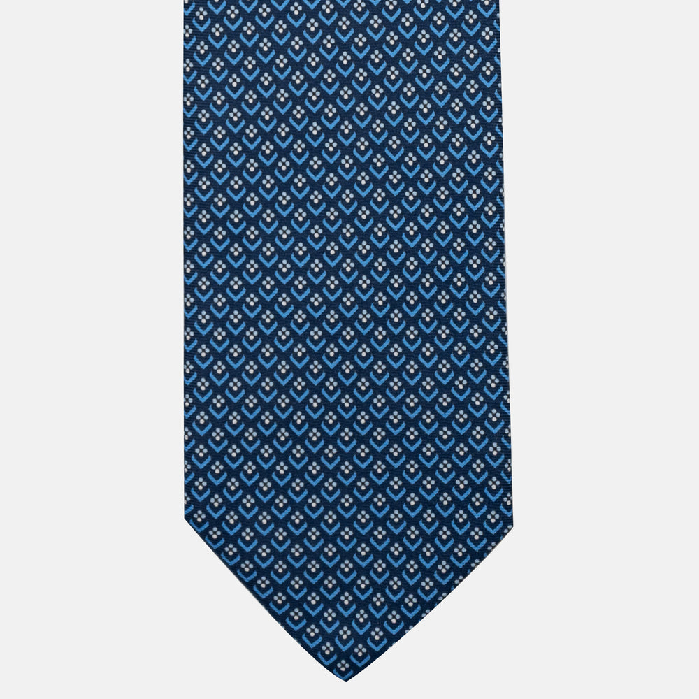 Cravatta 5 pieghe in seta Fantasia Floreale Blu Celeste - DSC_4171