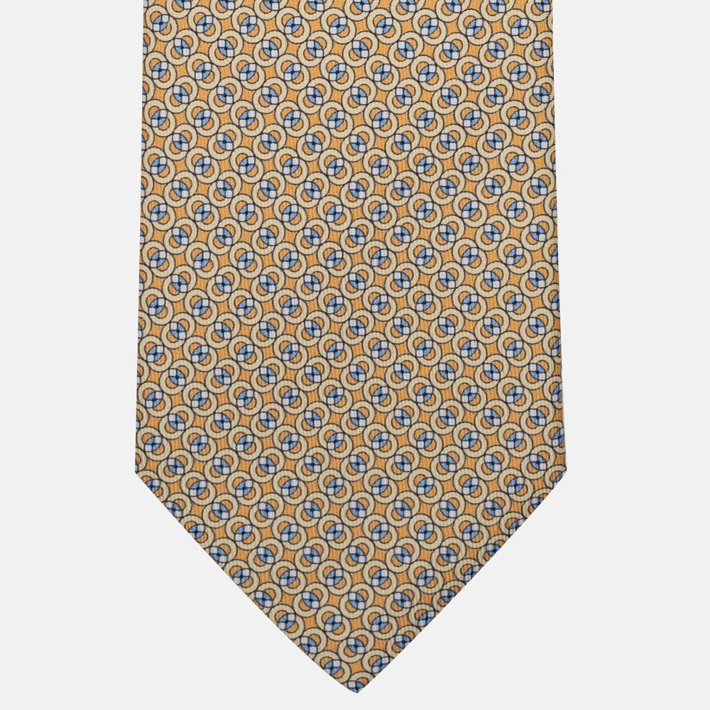 Yellow Chain Pattern 3-Fold Silk Tie - DSC_4297
