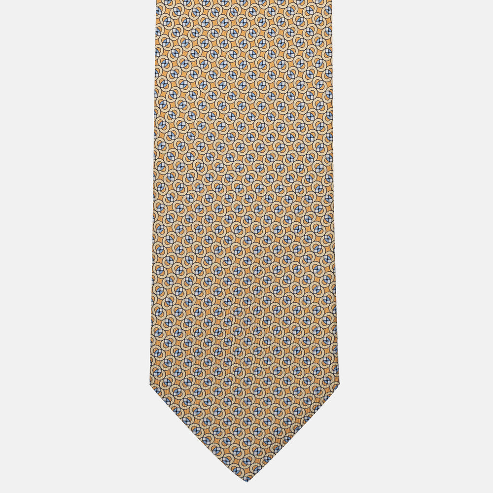 Yellow Chain Pattern 3-Fold Silk Tie - DSC_4297