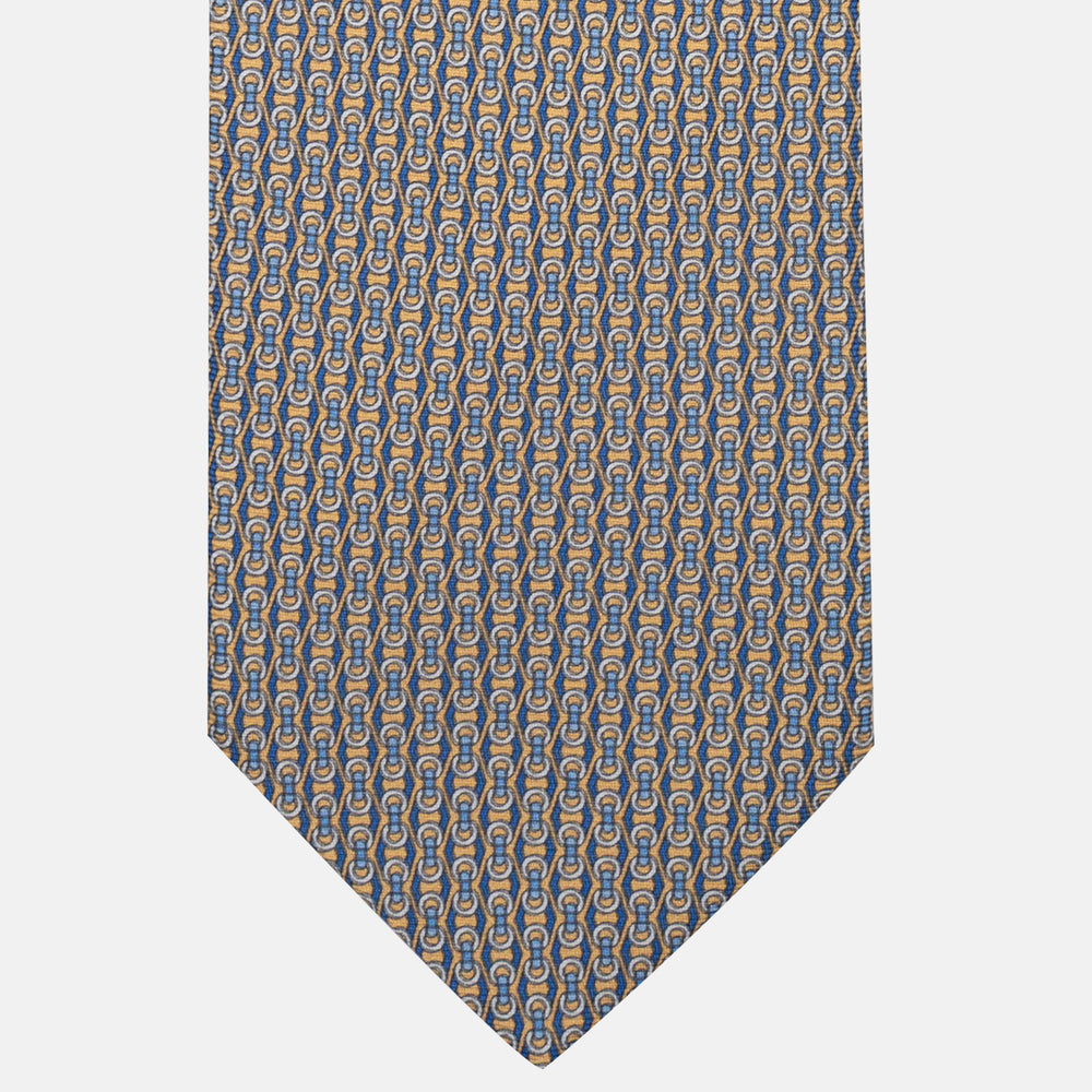 Yellow Chain Pattern 3-Fold Silk Tie - DSC_4301