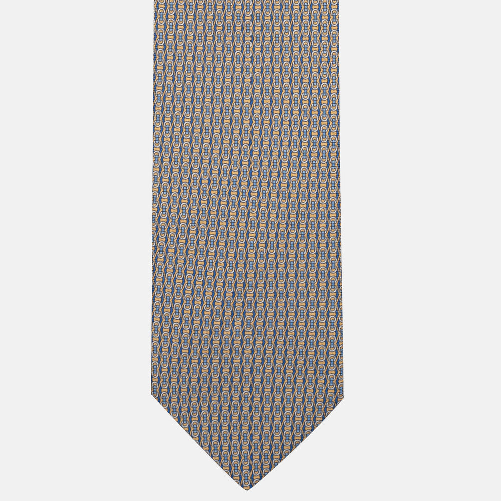 Yellow Chain Pattern 3-Fold Silk Tie - DSC_4301