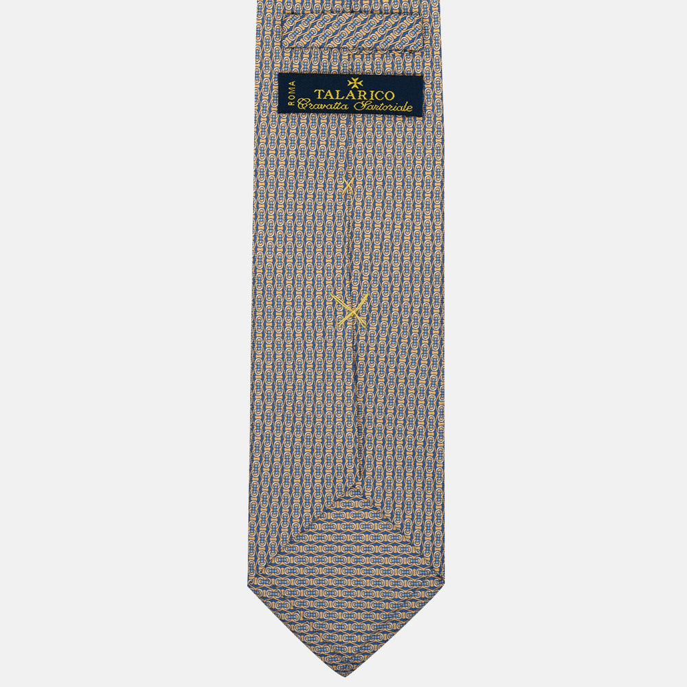 Yellow Chain Pattern 3-Fold Silk Tie - DSC_4301