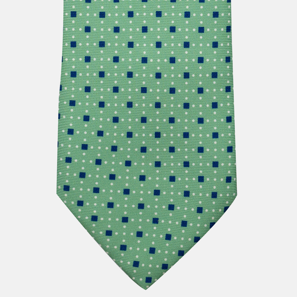 Cravatta 3 pieghe in Seta Fantasia Geometrica Verde - DSC_4399