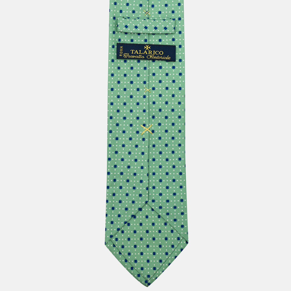 Cravatta 3 pieghe in Seta Fantasia Geometrica Verde - DSC_4399