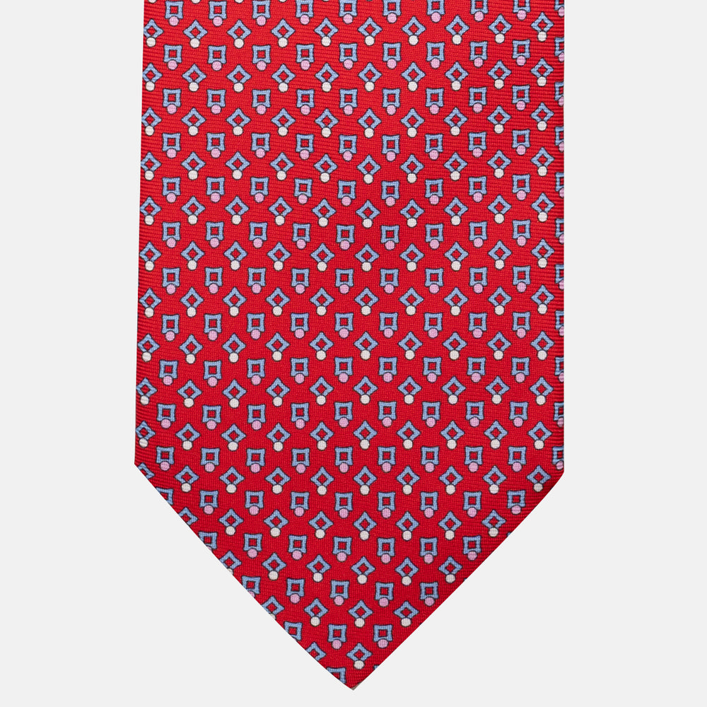 Cravatta 3 pieghe in Micro Seta Fantasia Rosso - DSC_4401