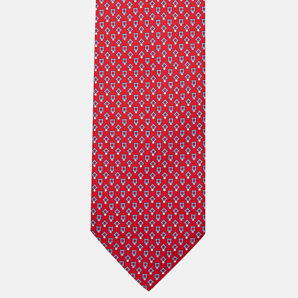 Cravatta 3 pieghe in Micro Seta Fantasia Rosso - DSC_4401