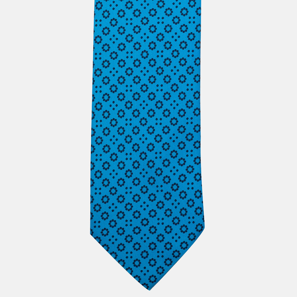 Cravatta 3 pieghe in Seta Fantasia Geometrica Turchese - DSC_4407