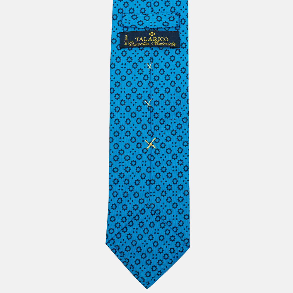 Cravatta 3 pieghe in Seta Fantasia Geometrica Turchese - DSC_4407