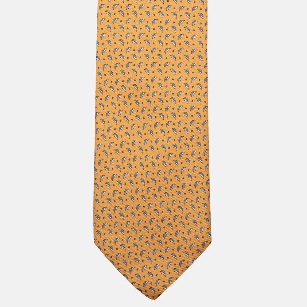 Cravatta 3 pieghe in Seta Micro Fantasia Giallo - DSC_4409