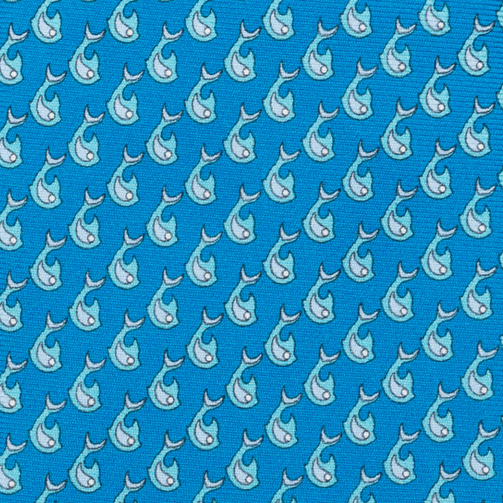 Cravatta 3 pieghe in Seta Fantasia Delfini Celeste - DSC_4411