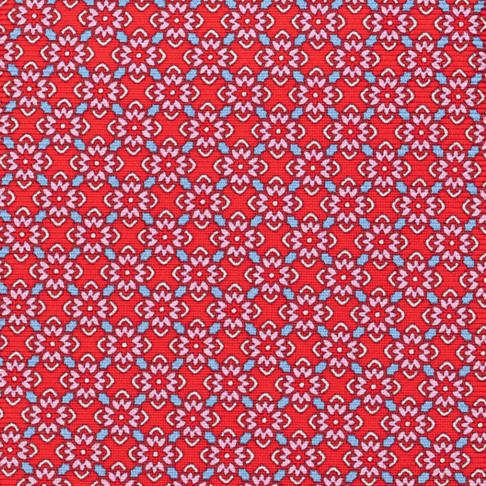 Cravatta 3 pieghe in Seta Fantasia Floreale Rosso - DSC_4413